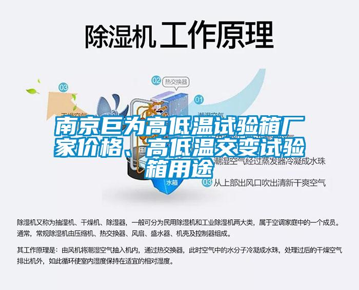 南京巨为高低温试验箱厂家价格、高低温交变试验箱用途